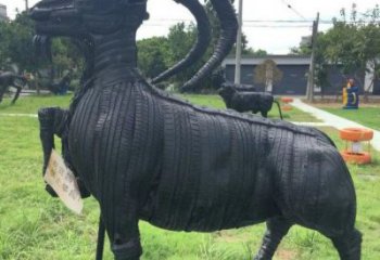 溫州輪胎山羊雕塑供應，公園雕塑，鑄銅輪胎羊雕塑供求