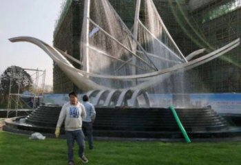 北碚帆船噴泉雕塑，水景水秀組合，旱地帆船噴泉雕塑廠家